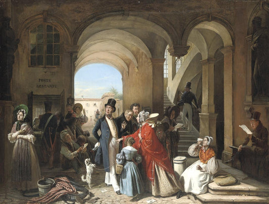 At the Post Office, vintage artwork by Francois-Auguste Biard, A3 (16x12") Poster Print