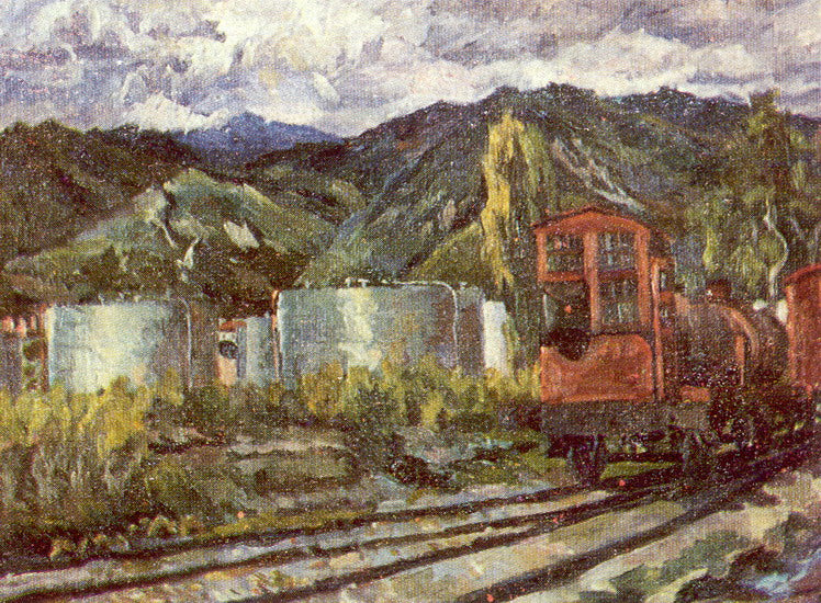 Oil Pipeline in Tuapse, vintage artwork by Aristarkh Lentulov, 12x8" (A4) Poster