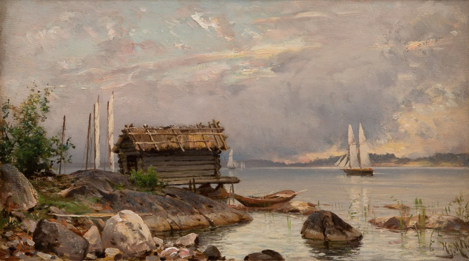 Early Morning in the Western Archipelago, vintage artwork by Hjalmar Munsterhjelm, 12x8" (A4) Poster