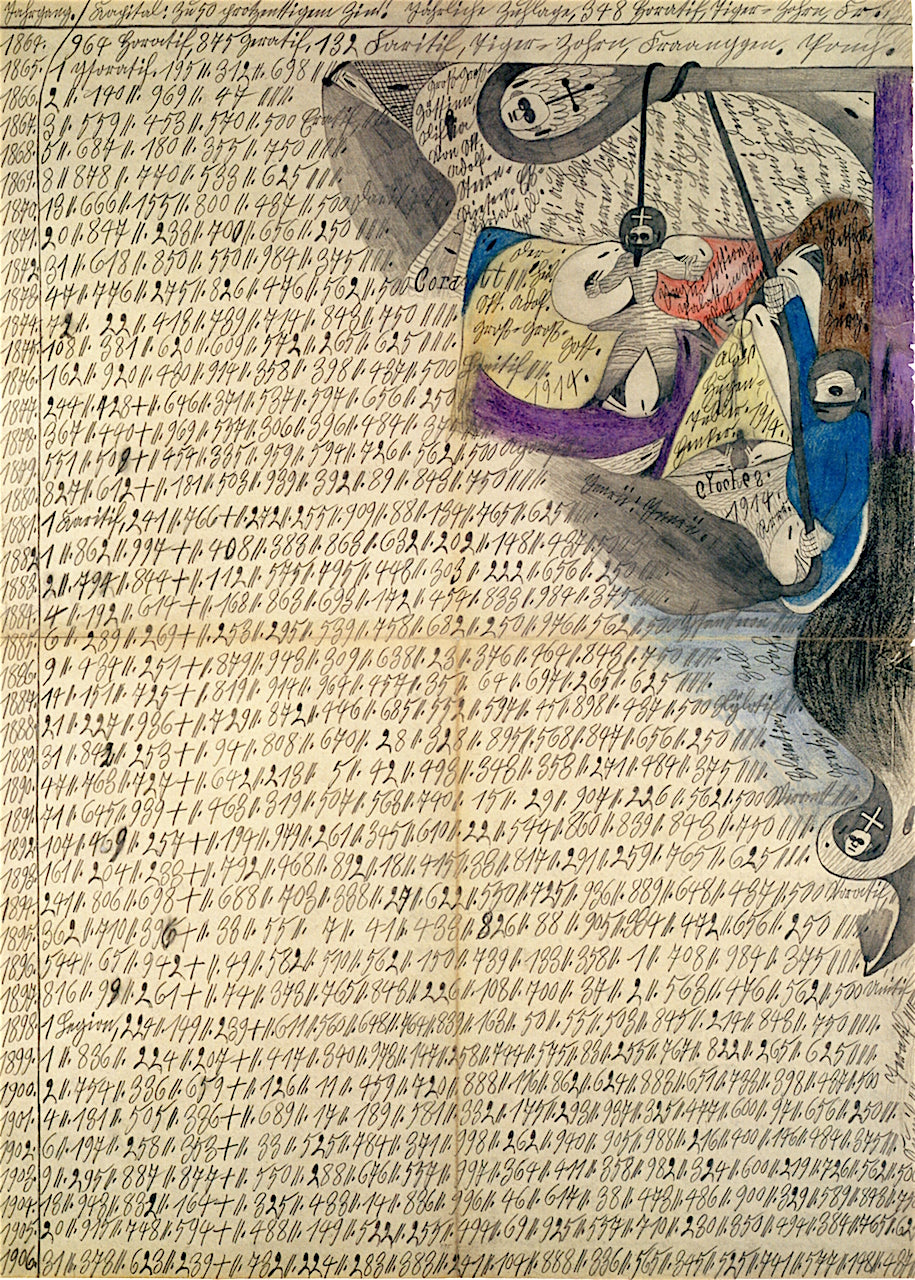 Palace of the Inquisition on the St. Adolf-Star-Giant-Glacier, vintage artwork by Adolf Wölfli, 12x8" (A4) Poster