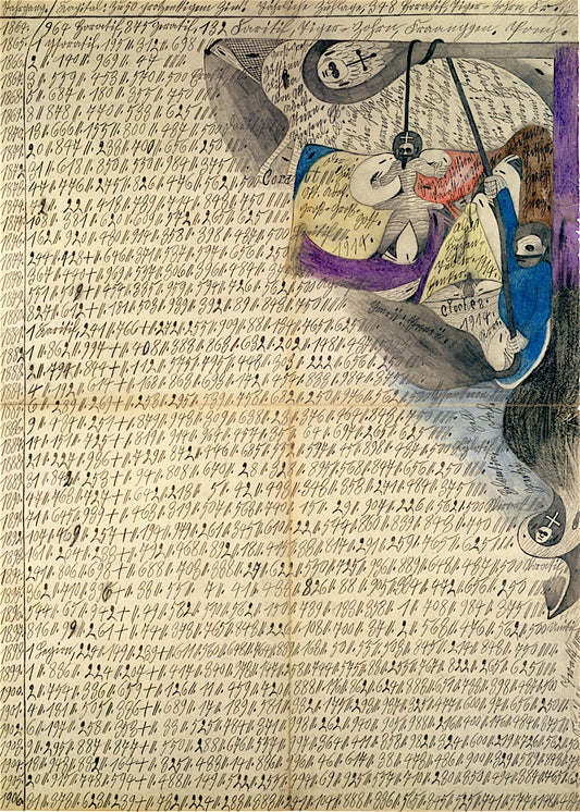 Palace of the Inquisition on the St. Adolf-Star-Giant-Glacier, vintage artwork by Adolf Wölfli, 12x8" (A4) Poster