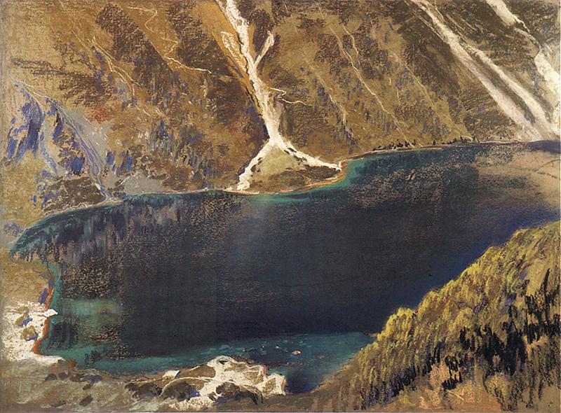 Sea Eye of the Black Lake, vintage artwork by Leon Jan Wyczolkowski, 12x8" (A4) Poster