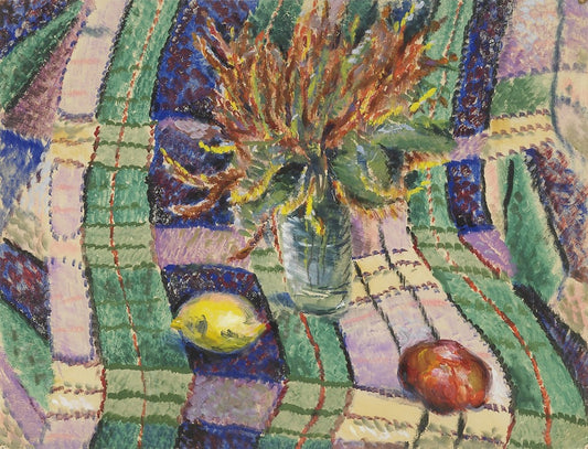 Table with Two Lemons, vintage artwork by Vladimir Baranoff-Rossine, 12x8" (A4) Poster