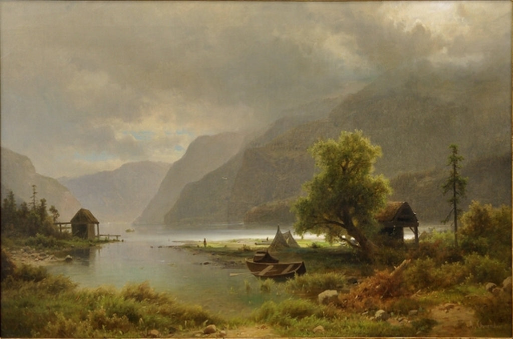 Evening at the lake, vintage artwork by Adolf Chwala, 12x8" (A4) Poster