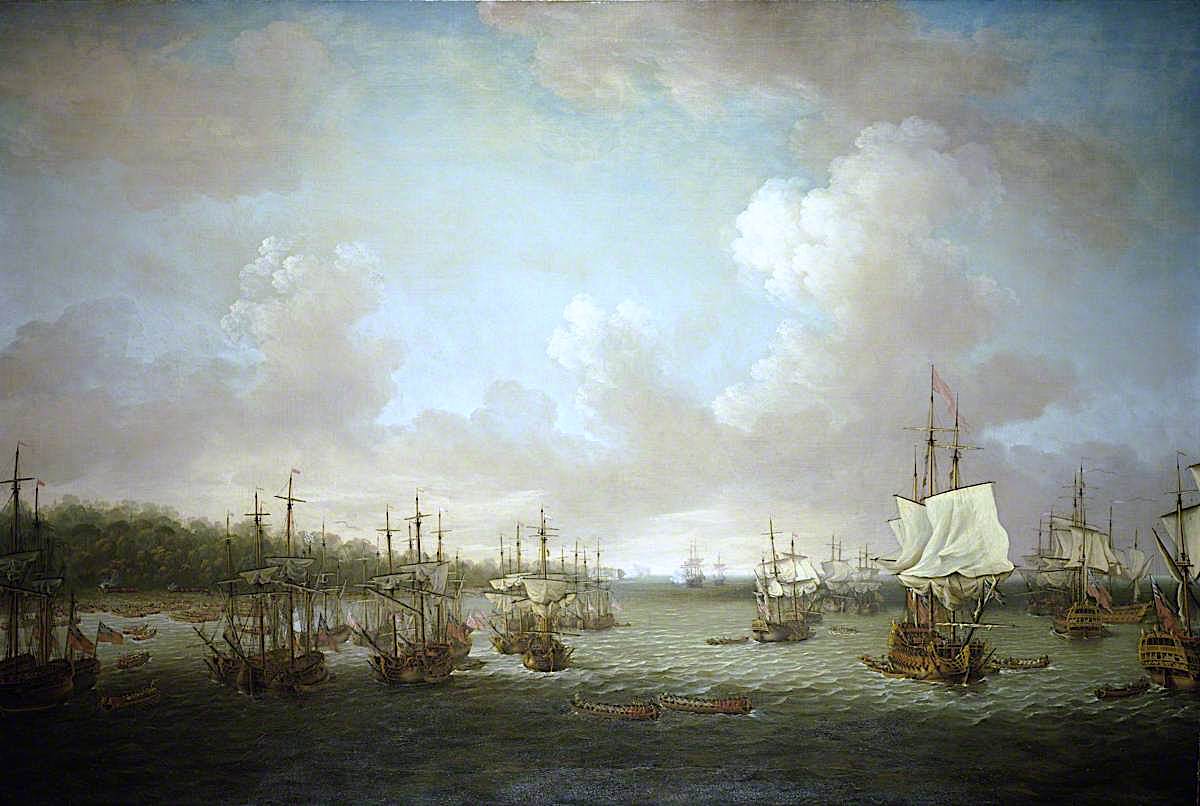 The Capture of Havana, 1762: Landing Cannon and Stores, 30 June, vintage artwork by Dominic Serres, 12x8" (A4) Poster