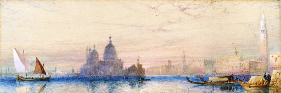The Dogana and The Church of Santa Maria della Salulte, Venice, vintage artwork by William Collingwood Smith, A3 (16x12") Poster Print