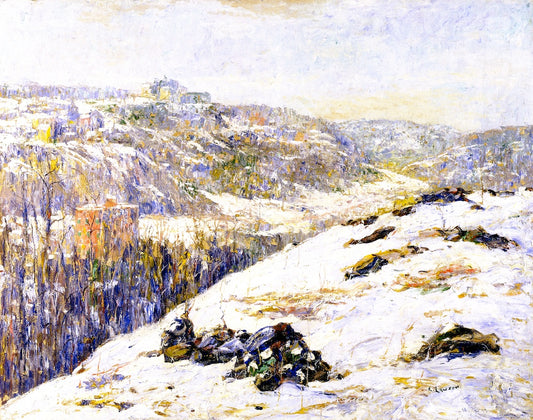 Harlem River, Winter, vintage artwork by Ernest Lawson, 12x8" (A4) Poster