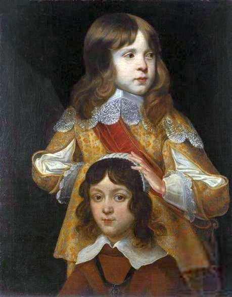 Portrait of Prince Sigismund Casimir Vasa and his Brother, vintage artwork by Peter Danckerts de Rij, 12x8" (A4) Poster