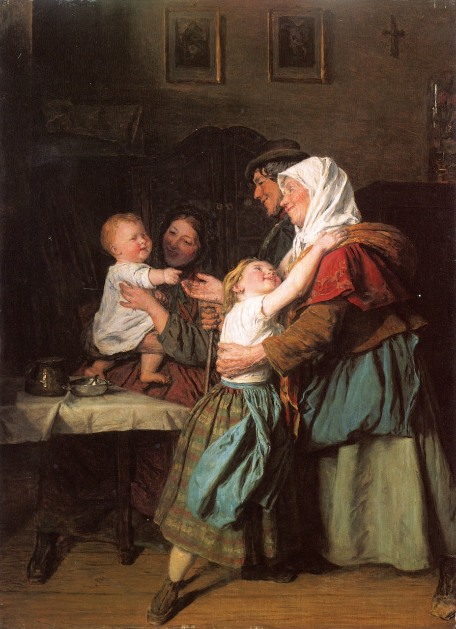The Grandparents' Visit, vintage artwork by Ferdinand Georg Waldmüller, A3 (16x12") Poster Print