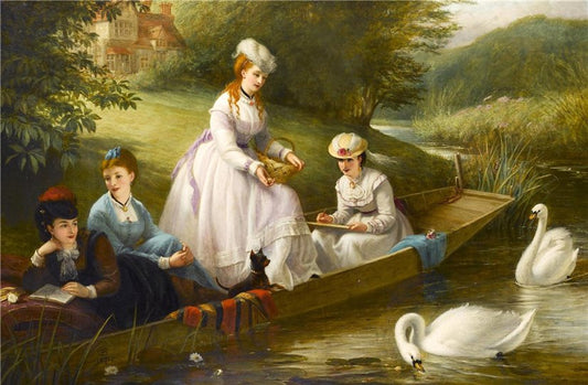 The Thames Swans, vintage artwork by Thomas Brooks, A3 (16x12") Poster Print
