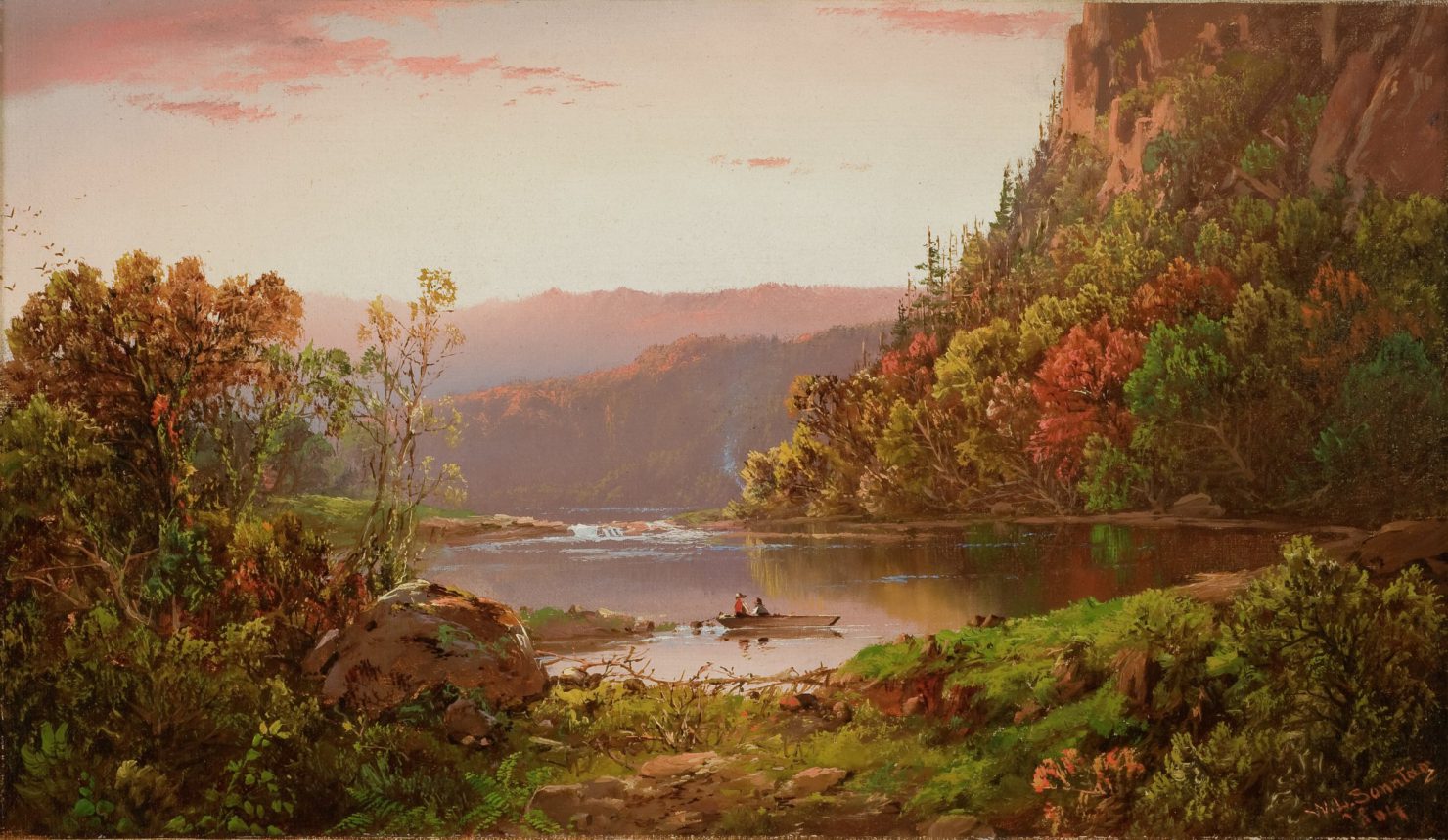 On Valley River, Virginia, vintage artwork by William Louis Sonntag, Sr, 12x8" (A4) Poster