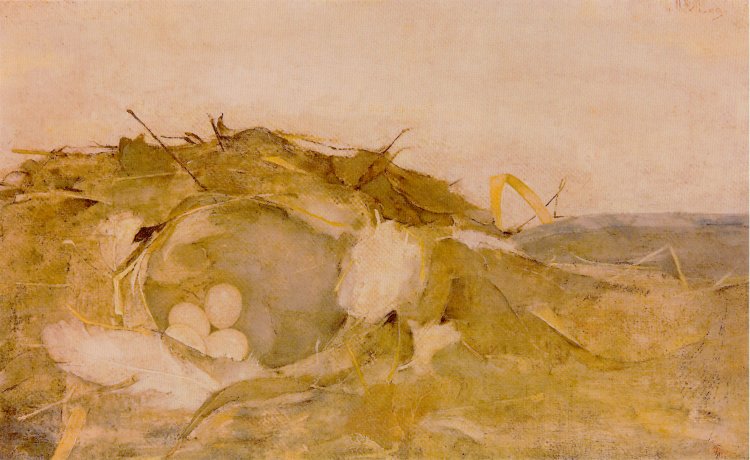 Bird's Nest in the Dunes, vintage artwork by Jan Mankes, 12x8" (A4) Poster