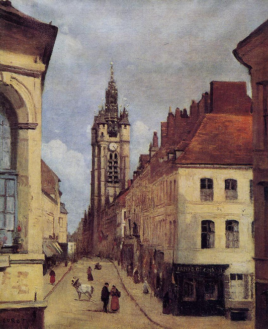 The Belfry of Douai, vintage artwork by Jean-Baptiste-Camille Corot, A3 (16x12") Poster Print