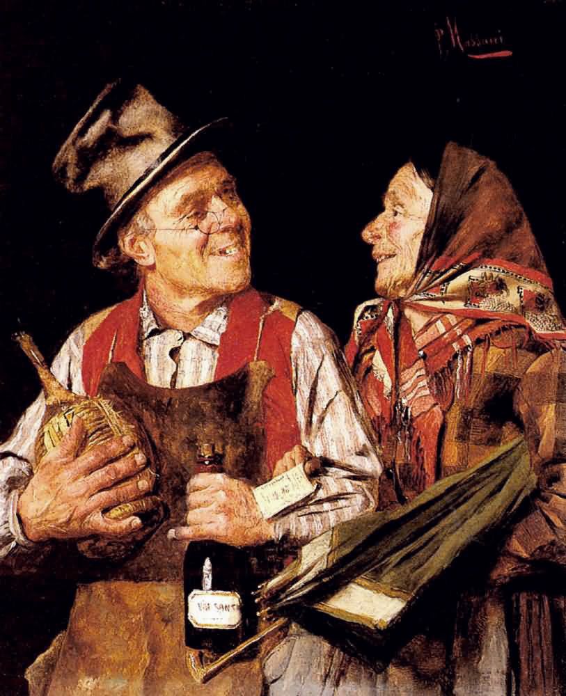 The wine merchant, vintage artwork by Pompeo Massani, 12x8" (A4) Poster