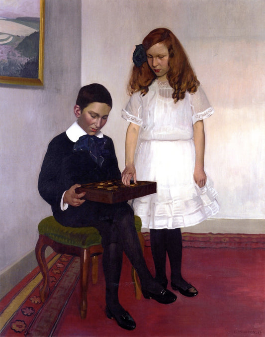 The Children of Hans and Lisa Hahnloser, vintage artwork by Felix Vallotton, 12x8" (A4) Poster