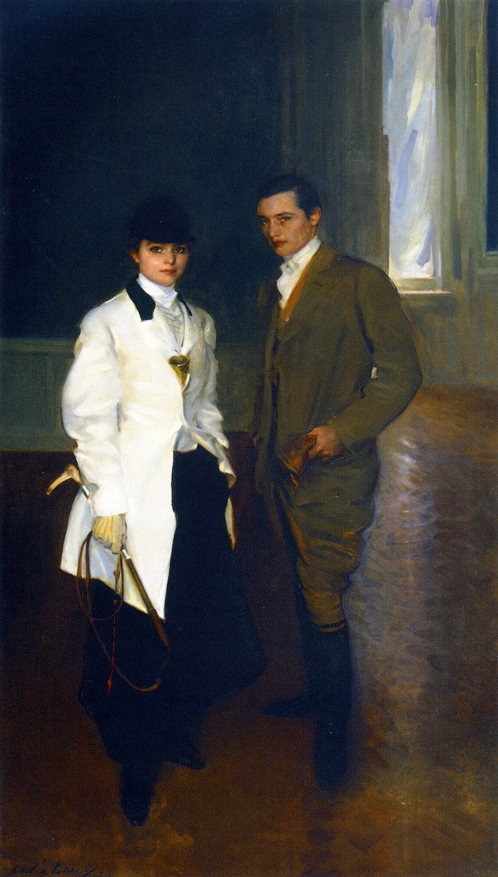 Charles Sumner Bird and His Sister Edith Bird Bass, vintage artwork by Cecilia Beaux, 12x8" (A4) Poster