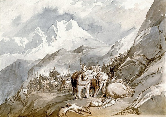 A Difficult Passage; Hannibal Crossing the Alps, vintage artwork by Clarkson Frederick Stanfield, A3 (16x12") Poster Print