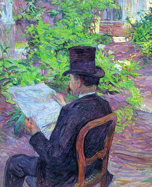 ading a Newspaper in the Garden by Henri de Toulouse-Lautrec,A3(16x12")Poster