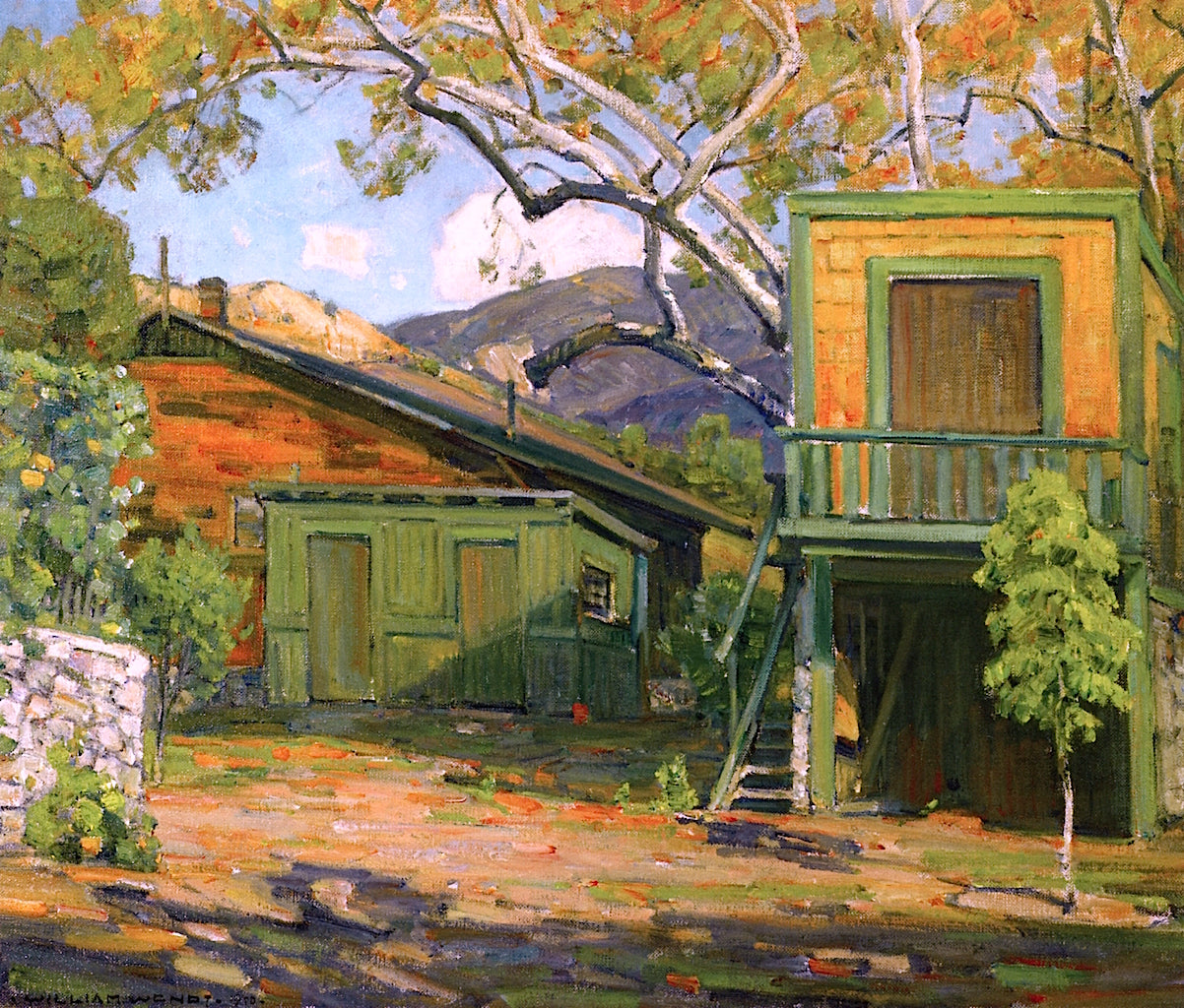 Canyon Cottage, vintage artwork by William Wendt, 12x8" (A4) Poster