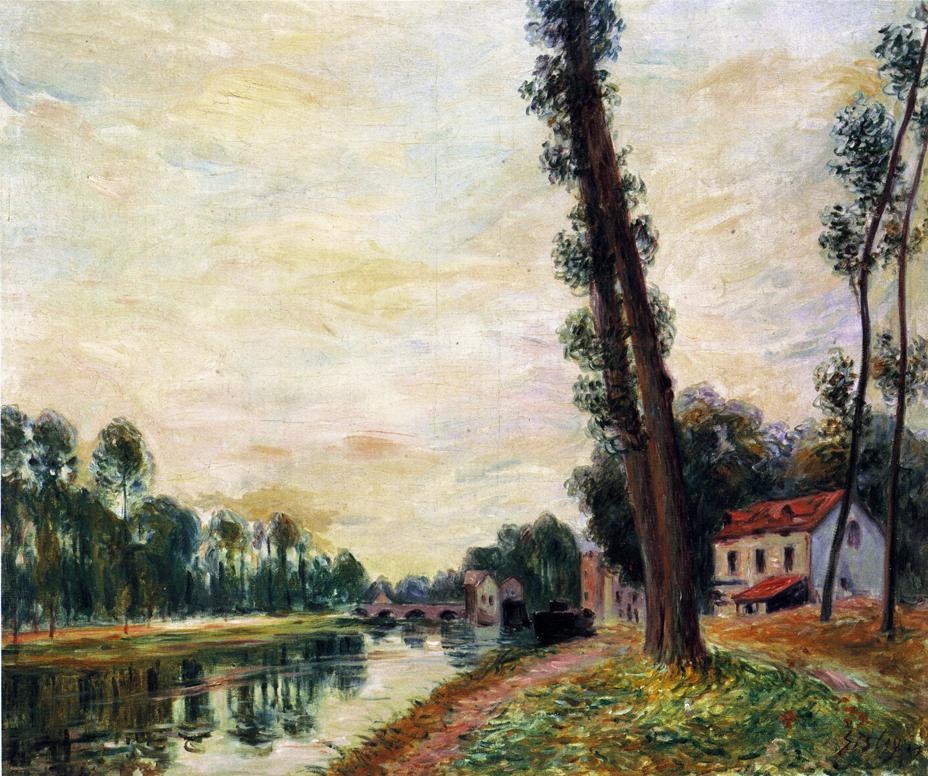 The Banks of the Loing, vintage artwork by Alfred Sisley, 12x8" (A4) Poster