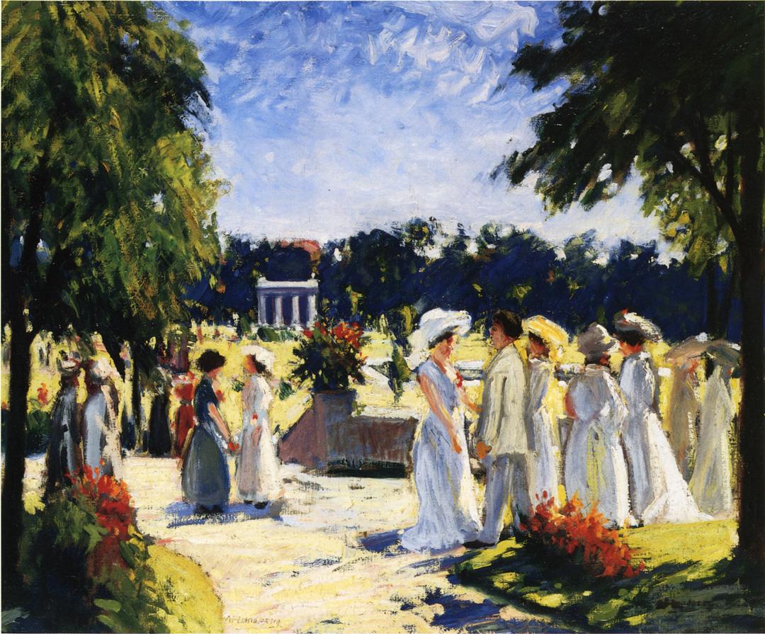 The Lawn Party, vintage artwork by August F. Lundberg, 12x8" (A4) Poster
