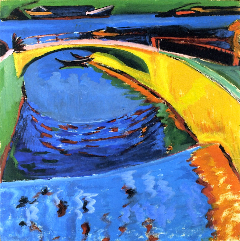 Bridge at the Mouth of the Priessnitz, vintage artwork by Ernst Ludwig Kirchner, 12x8" (A4) Poster