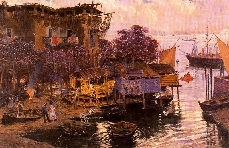 Escena en Cuba, vintage artwork by Antonio Muñoz Degrain, 12x8" (A4) Poster