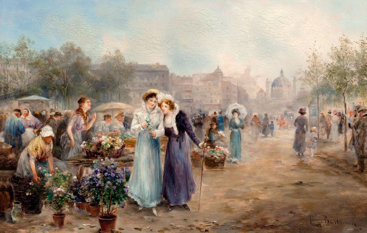 er Market near Vienna's St. Charles Church by Emil Barbarini,A3(16x12")Poster