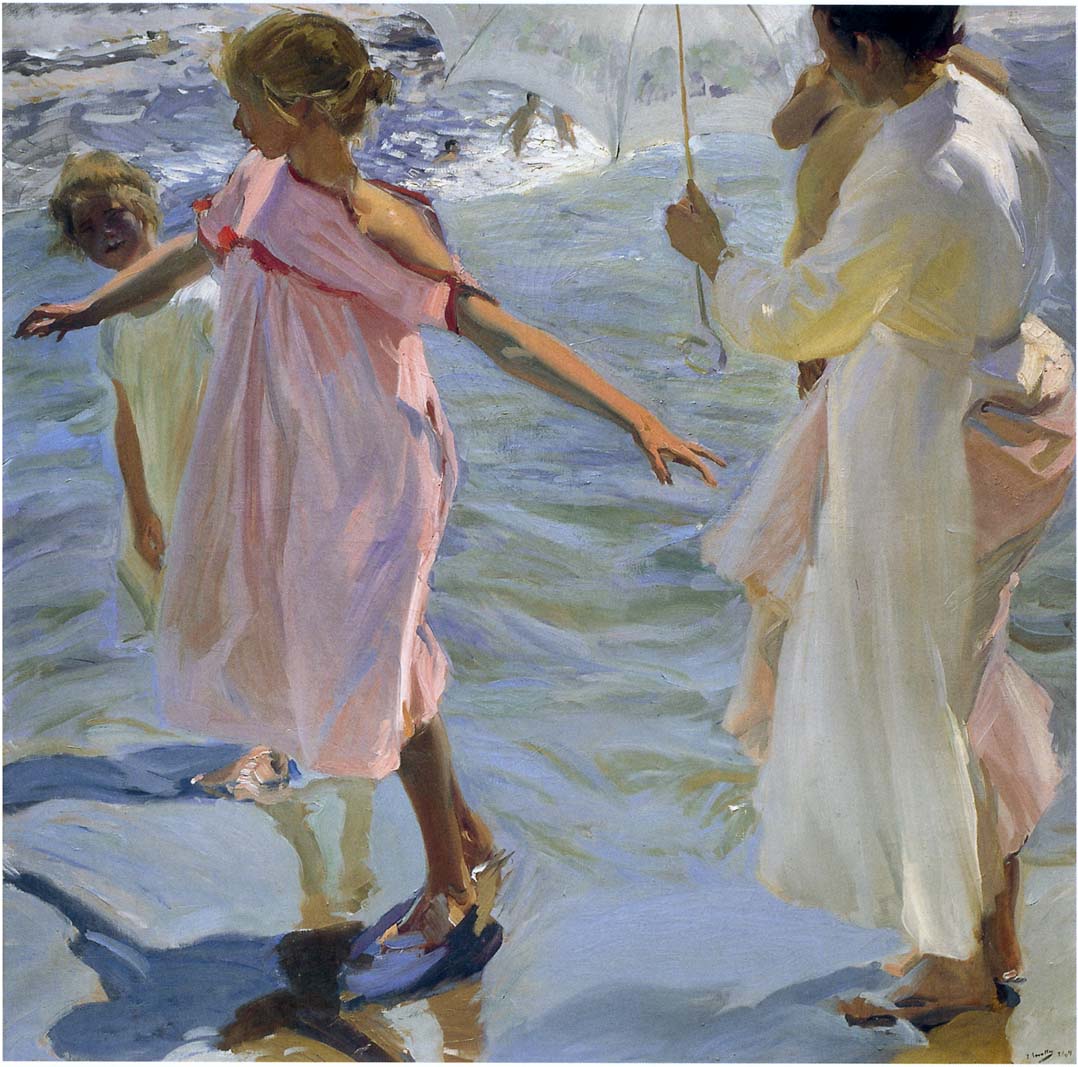 Bath time, Valencia, vintage artwork by Joaquin Sorolla y Bastida, 12x8" (A4) Poster