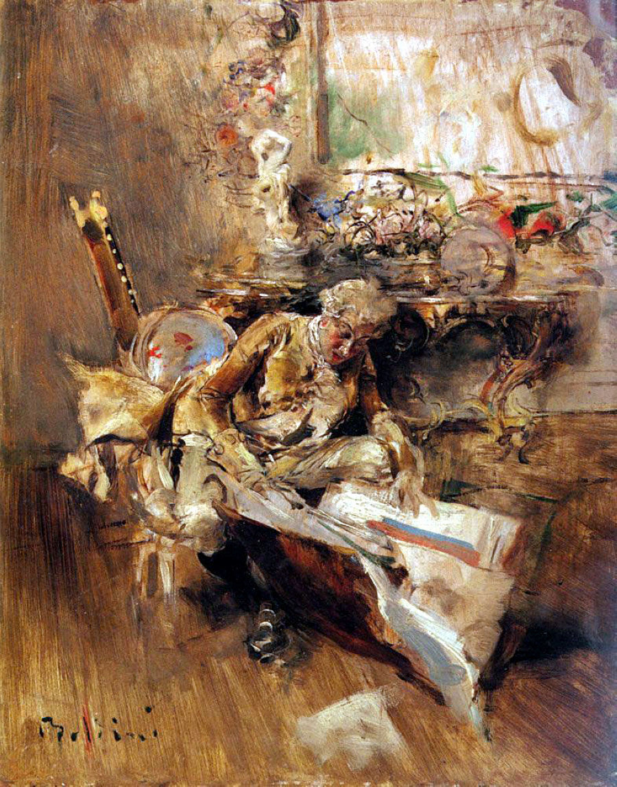 The Art Connoisseur, vintage artwork by Giovanni Boldini, 12x8" (A4) Poster
