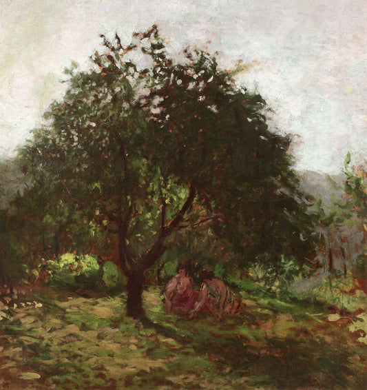 Two Figures under a Tree, vintage artwork by Ker Xavier Roussel, 12x8" (A4) Poster