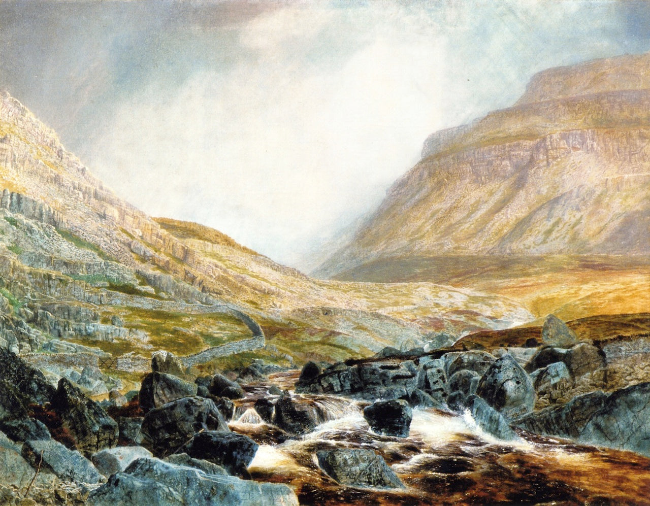 Ingleborough from under White Scar, vintage artwork by John Atkinson Grimshaw, 12x8" (A4) Poster