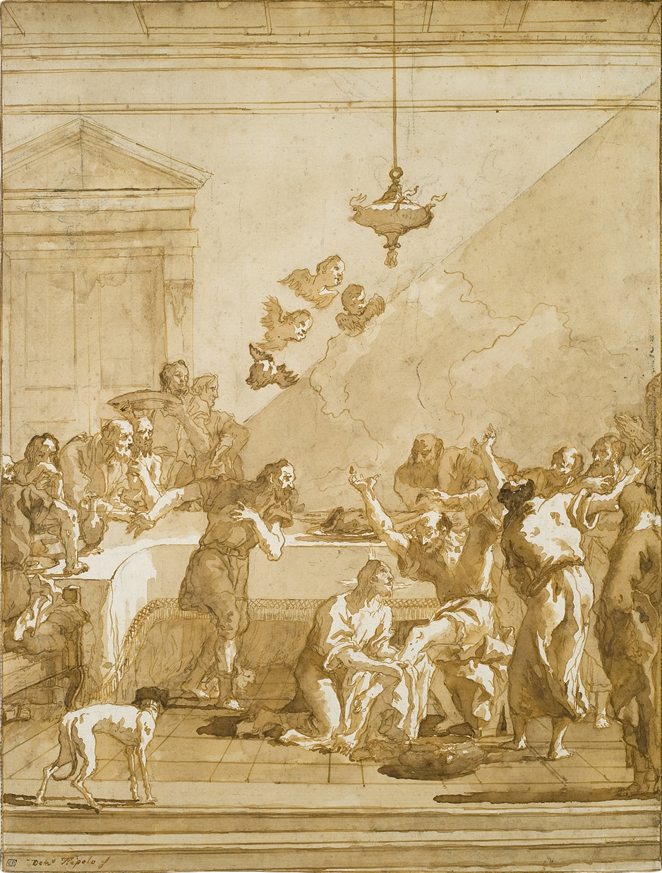 The Christ Washing the Apostles’ Feet, vintage artwork by Giandomenico Tiepolo, 12x8" (A4) Poster