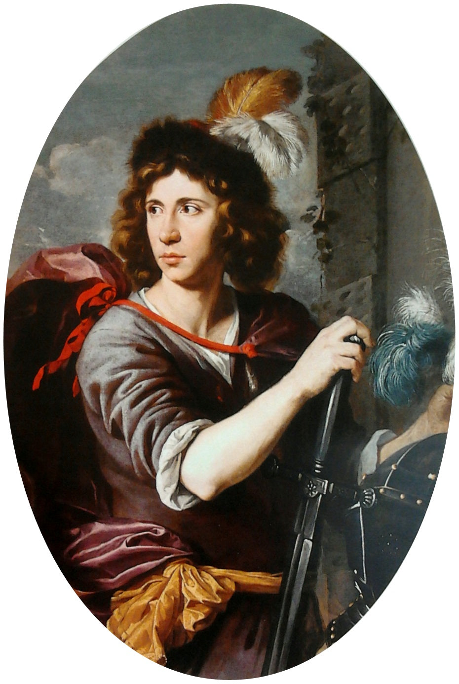 Young Man Leaning on his Sword, vintage artwork by Jacob van Oost the Elder, 12x8" (A4) Poster