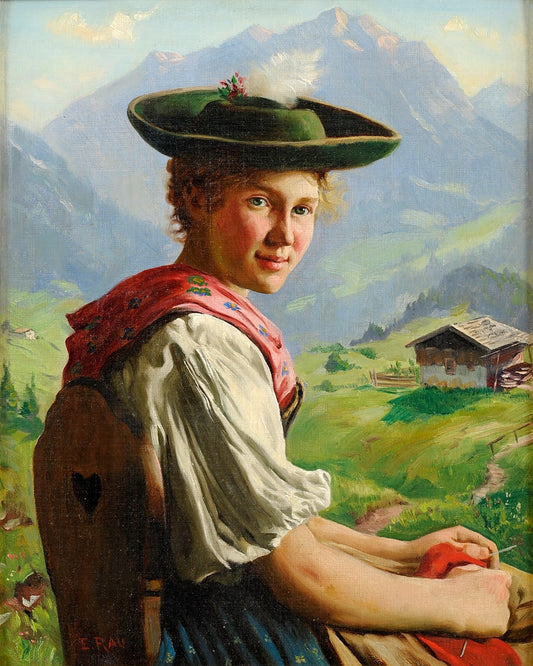 A Pretty Girl, vintage artwork by Emil Rau, 12x8" (A4) Poster
