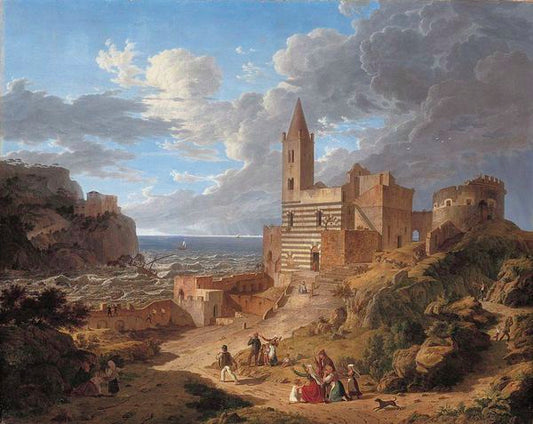 Porto Venere on the Gulf of La Spezia, vintage artwork by Leo von Klenze, 12x8" (A4) Poster