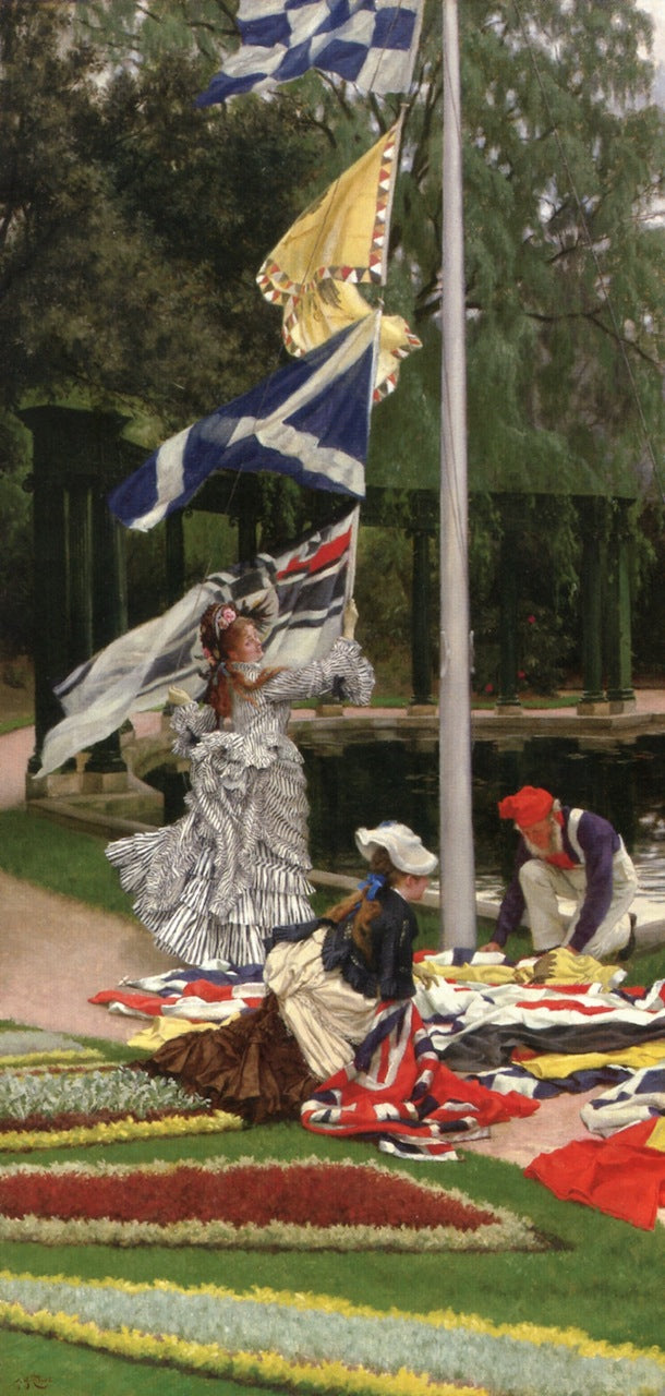 Preparing for the Gala, vintage artwork by James Tissot, 12x8" (A4) Poster