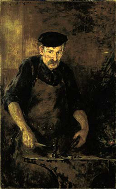 The Blacksmith, vintage artwork by James Carroll Beckwith, 12x8" (A4) Poster