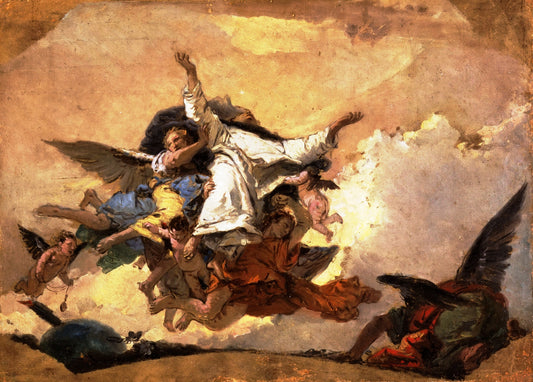 Study for 'The Glory of Saint Dominic', vintage artwork by Giovanni Battista Tiepolo, 12x8" (A4) Poster