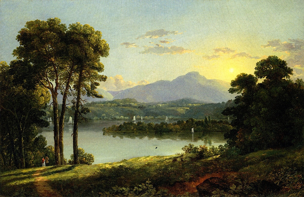 View on the Hudson, vintage artwork by Christopher Pearse Cranch, A3 (16x12") Poster Print
