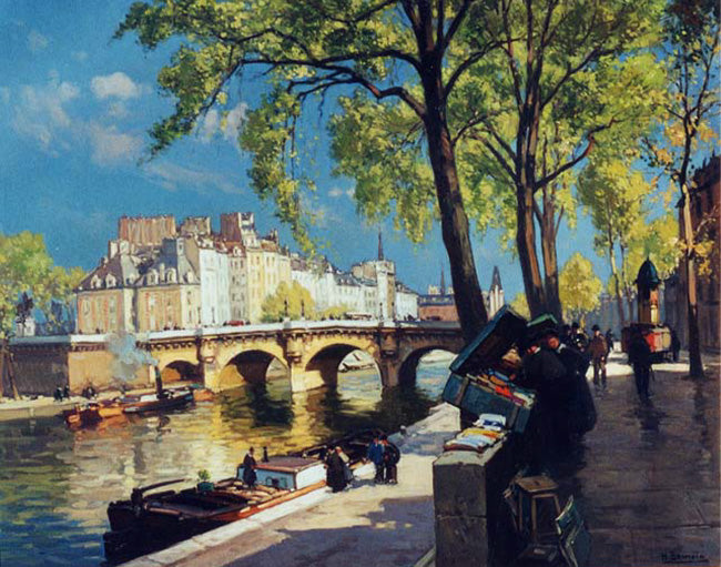 Along the Seine by Henri Alphonse Barnoin,16x12(A3) Poster