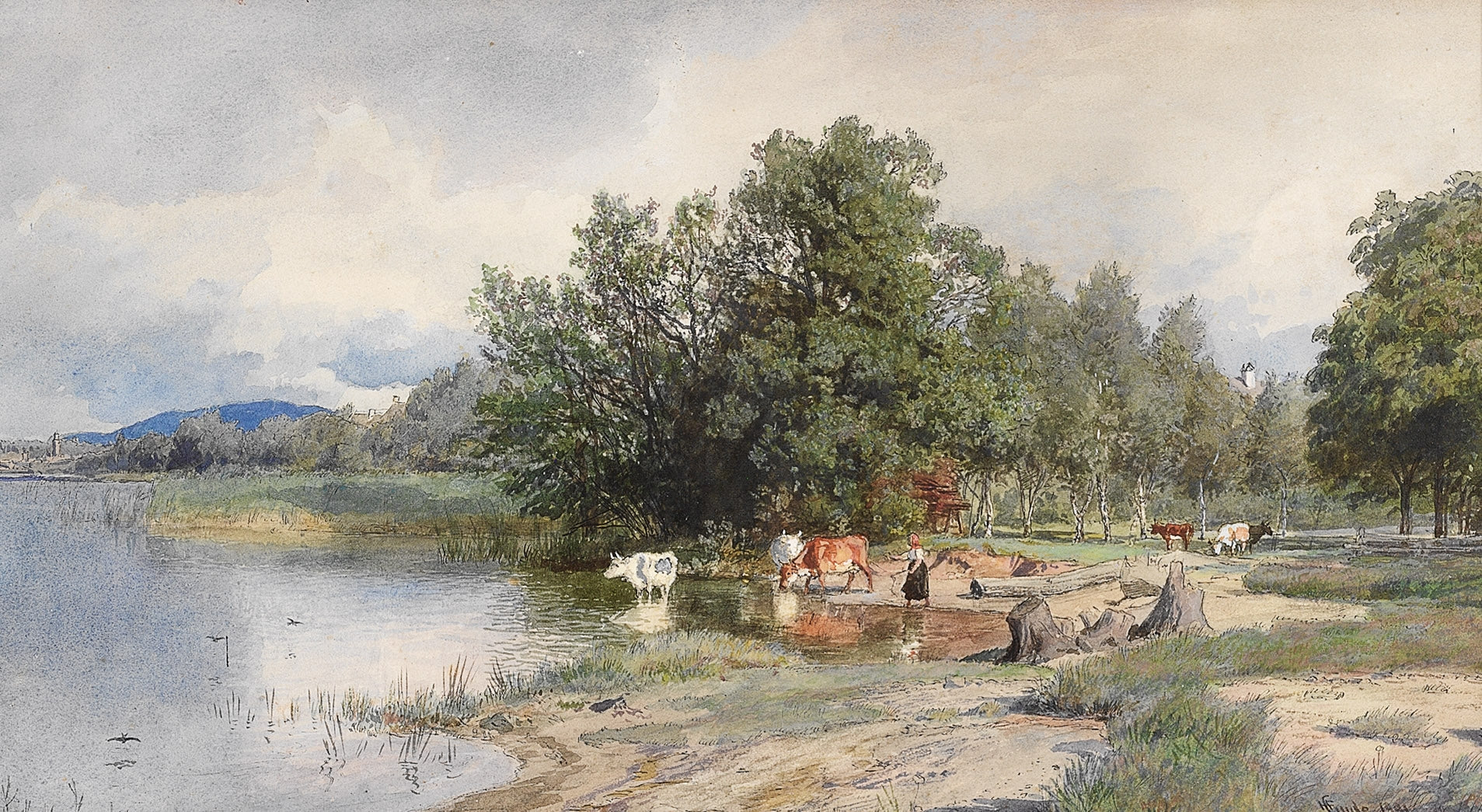 Summer landscape, vintage artwork by Hans Gude, 12x8" (A4) Poster