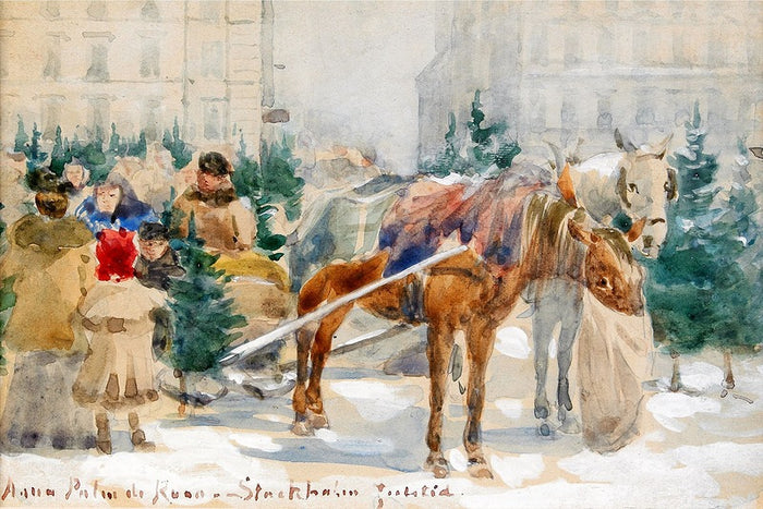 Christmas Market by Anna Palm de Rosa,A3(16x12