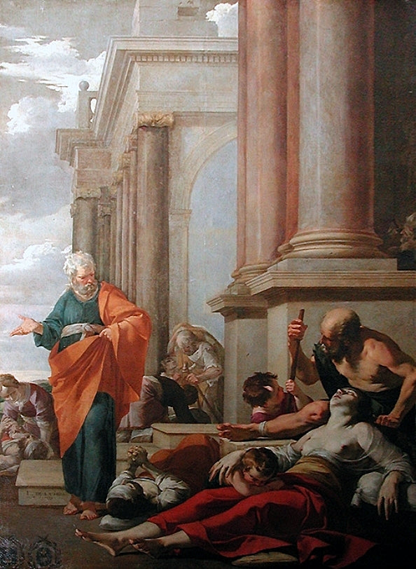 Saint Peter Healing the Sick with his Shadow, vintage artwork by Laurent de La Hyre, 12x8" (A4) Poster