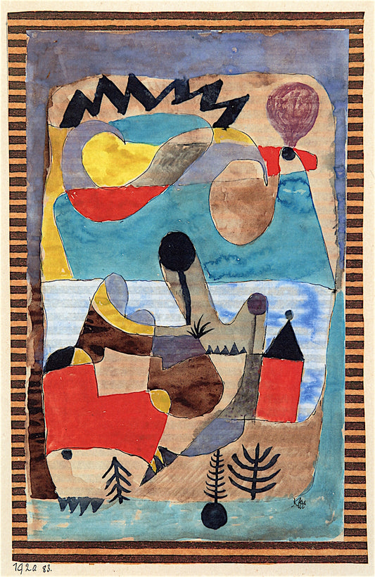 Castle Landscape with Black Lightning, vintage artwork by Paul Klee, 12x8" (A4) Poster
