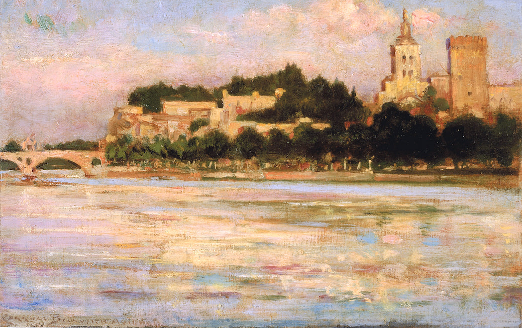 The Palace of the Popes and Pont d'Avignon, vintage artwork by James Carroll Beckwith, 12x8" (A4) Poster