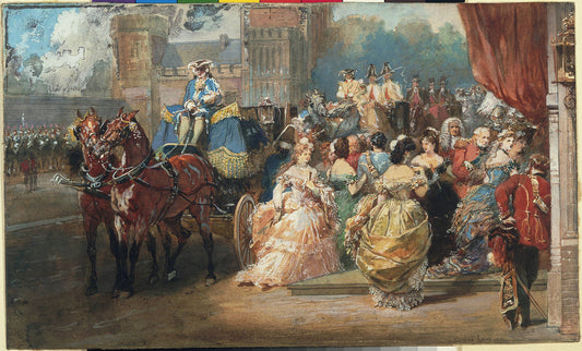 Entry to a Drawing Room at Marlborough House, vintage artwork by Eugene Louis Lami, A3 (16x12") Poster Print