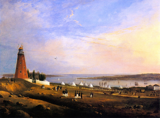 The Entertainment of the Boston Rifle Rangers by  the Portland Rifle Club in Portland Harbor, August 12, 1829, vintage artwork by Charles Codman, A3 (16x12") Poster Print