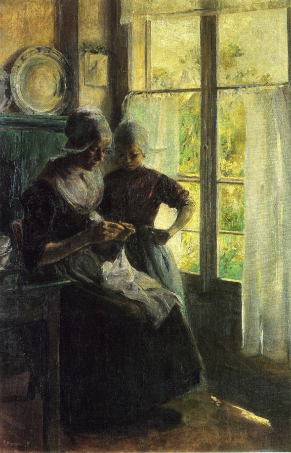 The Sewing Lesson by Elizabeth Nourse,A3(16x12")Poster