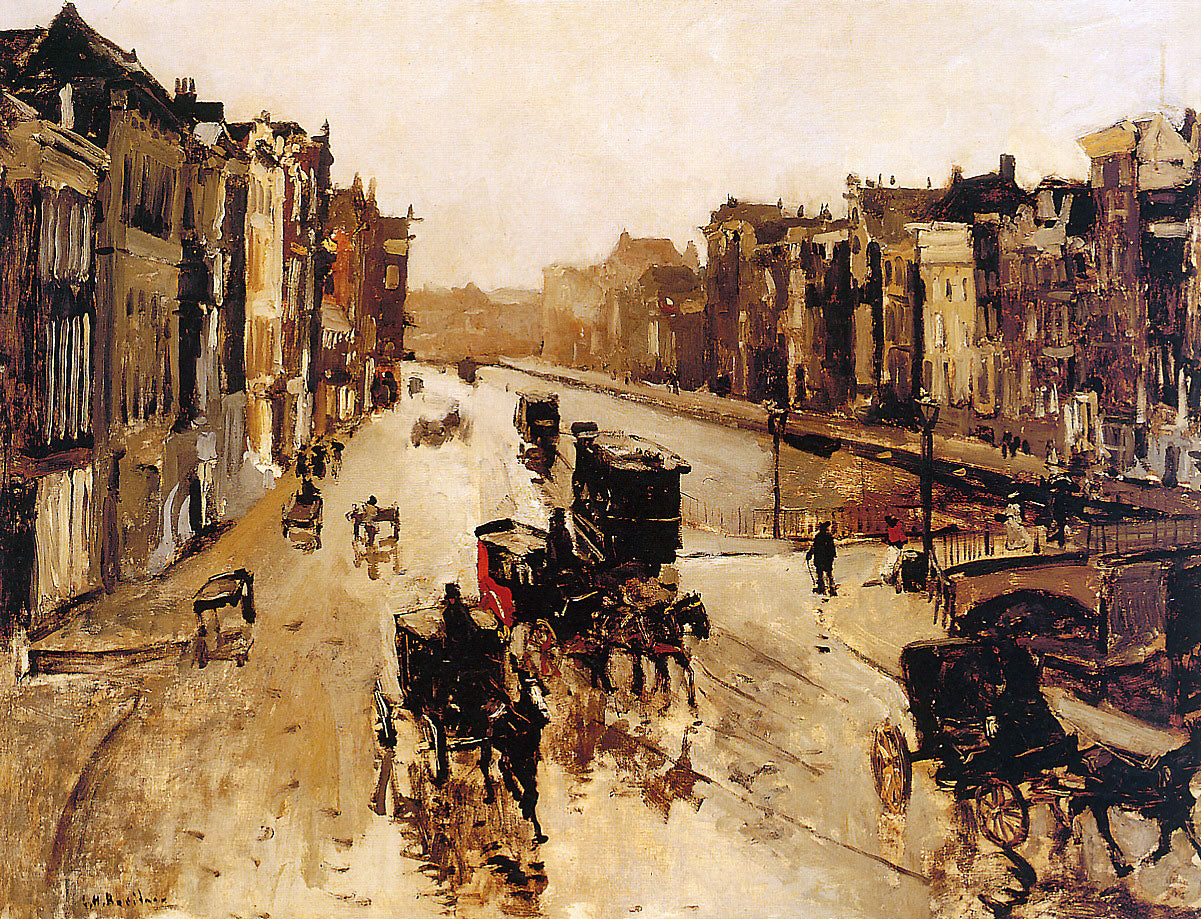 The canal Rokin in Amterdam, vintage artwork by George Hendrik Breitner, 12x8" (A4) Poster